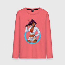 Лонгслив хлопковый мужской Йоруичи Шихоин из аниме и манги Блич, цвет: коралловый