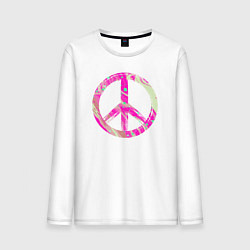 Лонгслив хлопковый мужской Pink peace, цвет: белый