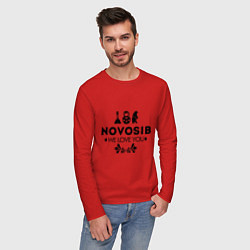 Лонгслив хлопковый мужской Novosib: we love you, цвет: красный — фото 2