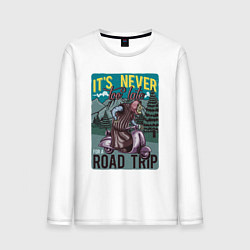 Лонгслив хлопковый мужской Бабушка на скутере - road trip, цвет: белый
