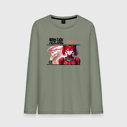 Лонгслив хлопковый мужской Evangelion - Asuka, цвет: авокадо