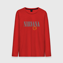 Лонгслив хлопковый мужской Nirvana logo smile, цвет: красный