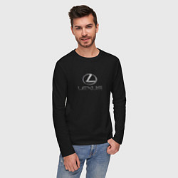 Лонгслив хлопковый мужской Lexus авто бренд лого, цвет: черный — фото 2