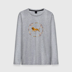 Лонгслив хлопковый мужской Быть львом, цвет: меланж