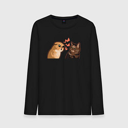 Лонгслив хлопковый мужской Недовольный и грустный кот - Talking Cats, цвет: черный