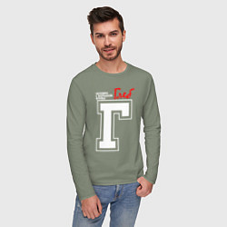Лонгслив хлопковый мужской Глеб - человек с большой буквы, цвет: авокадо — фото 2