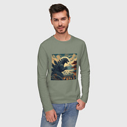 Лонгслив хлопковый мужской Кайдзю в Японии, цвет: авокадо — фото 2