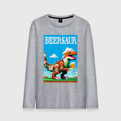 Лонгслив хлопковый мужской Beersaur - pixel art, цвет: меланж