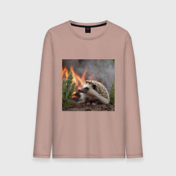 Лонгслив хлопковый мужской Ёжик в огне, цвет: пыльно-розовый