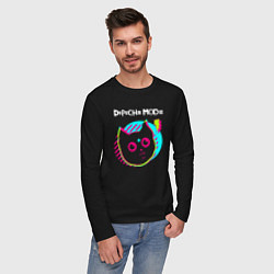 Лонгслив хлопковый мужской Depeche Mode rock star cat, цвет: черный — фото 2