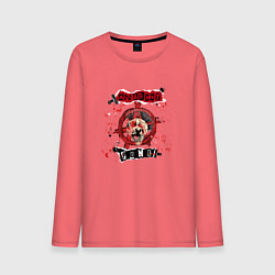 Лонгслив хлопковый мужской Анархия краской, цвет: коралловый