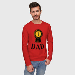 Лонгслив хлопковый мужской Папаня номер один, цвет: красный — фото 2