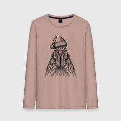 Лонгслив хлопковый мужской Петух новогодний, цвет: пыльно-розовый
