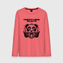 Лонгслив хлопковый мужской Twenty One Pilots - rock panda, цвет: коралловый