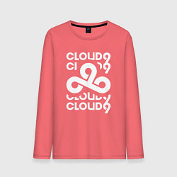 Лонгслив хлопковый мужской Cloud9 - in logo, цвет: коралловый