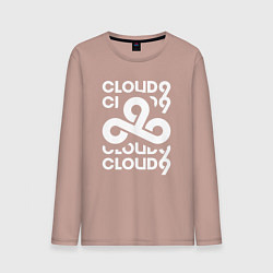 Лонгслив хлопковый мужской Cloud9 - in logo, цвет: пыльно-розовый