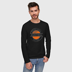 Лонгслив хлопковый мужской Basketball best team, цвет: черный — фото 2