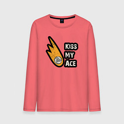 Лонгслив хлопковый мужской Kiss my ace volleyball, цвет: коралловый