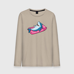 Лонгслив хлопковый мужской Акула на отдыхе, цвет: миндальный