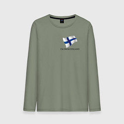 Лонгслив хлопковый мужской Im from Finland - motto, цвет: авокадо