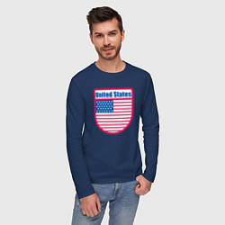 Лонгслив хлопковый мужской United States, цвет: тёмно-синий — фото 2