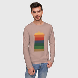 Лонгслив хлопковый мужской Tardis colors, цвет: пыльно-розовый — фото 2