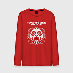 Лонгслив хлопковый мужской Twenty One Pilots rock panda, цвет: красный