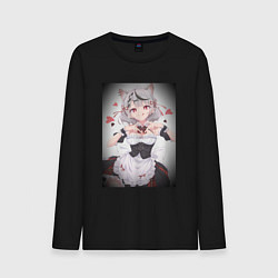 Лонгслив хлопковый мужской Аниме девочка кошечка витубер Sakamata Chloe, цвет: черный