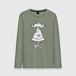 Лонгслив хлопковый мужской Космонавт и пицца, цвет: авокадо