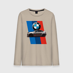 Лонгслив хлопковый мужской Кроссовер BMW X6 M, цвет: миндальный