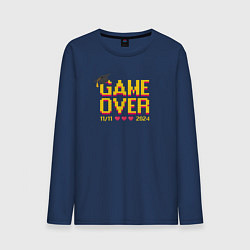 Лонгслив хлопковый мужской 2024 game over, цвет: тёмно-синий