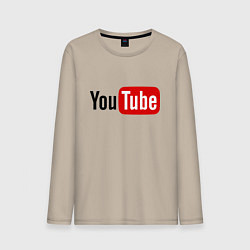 Лонгслив хлопковый мужской You tube logo, цвет: миндальный