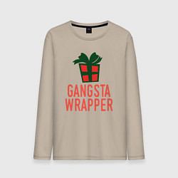 Лонгслив хлопковый мужской Gangsta wrapper, цвет: миндальный