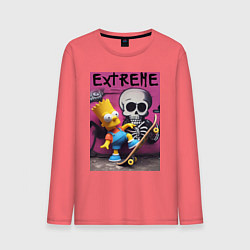 Лонгслив хлопковый мужской Bart Simpson and skateboard - extreme, цвет: коралловый
