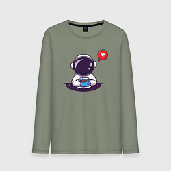 Лонгслив хлопковый мужской Космический кофе, цвет: авокадо