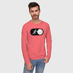 Лонгслив хлопковый мужской Режим космоса включен, цвет: коралловый — фото 2