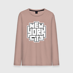 Лонгслив хлопковый мужской Нью-Йорк город, цвет: пыльно-розовый