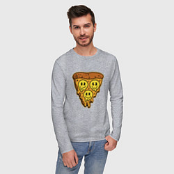 Лонгслив хлопковый мужской Happy nation pizza, цвет: меланж — фото 2