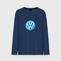 Лонгслив хлопковый мужской Volkswagen logo blue, цвет: тёмно-синий