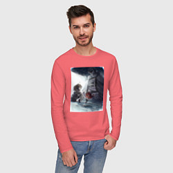 Лонгслив хлопковый мужской Безработный Рудеус Грейрат, цвет: коралловый — фото 2
