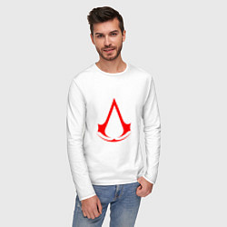 Лонгслив хлопковый мужской Red logo of assassins, цвет: белый — фото 2