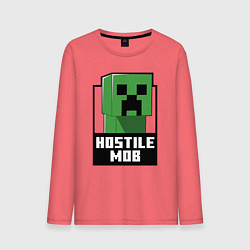 Лонгслив хлопковый мужской Minecraft hostile mob, цвет: коралловый