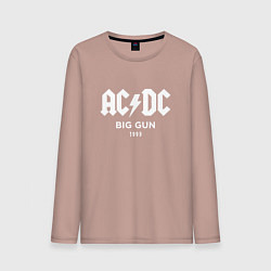 Лонгслив хлопковый мужской AC DC - Big gun 1993, цвет: пыльно-розовый