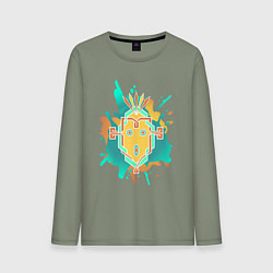 Лонгслив хлопковый мужской Кричащая маска, цвет: авокадо