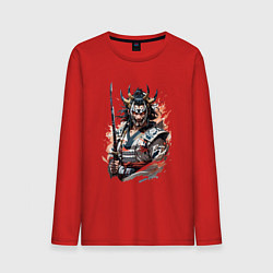 Лонгслив хлопковый мужской Demonic katana, цвет: красный