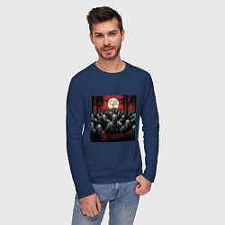 Лонгслив хлопковый мужской Эпидемия - скелеты в шкафу, цвет: тёмно-синий — фото 2
