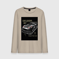 Лонгслив хлопковый мужской Mazda drift rx7, цвет: миндальный