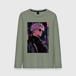 Лонгслив хлопковый мужской Магическая битва Сатору Годзё сигма, цвет: авокадо