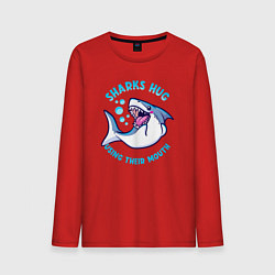 Лонгслив хлопковый мужской Акулы обнимаются ртом, цвет: красный