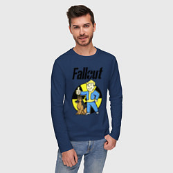 Лонгслив хлопковый мужской Vault boy and dog, цвет: тёмно-синий — фото 2